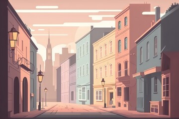 Naklejka premium buildings, vector, illustration, cartoon, Generate AI