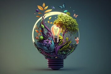 World environment, green energy and earth day concept. Campaign to reduce global warming. Generative AI