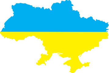 Map of Ukraine, Ukrainian map yellow and blue flag, contour map, set of elements, coat of arms, trident