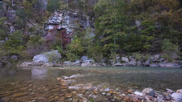 Arkansas Buffalo national river of the Ozark mountains with rocky cliffs