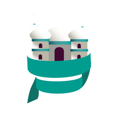 Obraz premium a blue mosque background as a symbol of Eid al-Fitr 