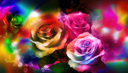 Fototapeta na wymiar roses of love, colorful and abstract, valentine's day, mother's day