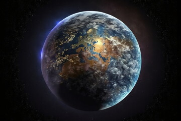 Obraz na płótnie Canvas Unreal fantastic planet in space. AI generative.