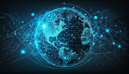 Obraz premium Global Technology Network and Communication, World Model of Technology | Generative Art 