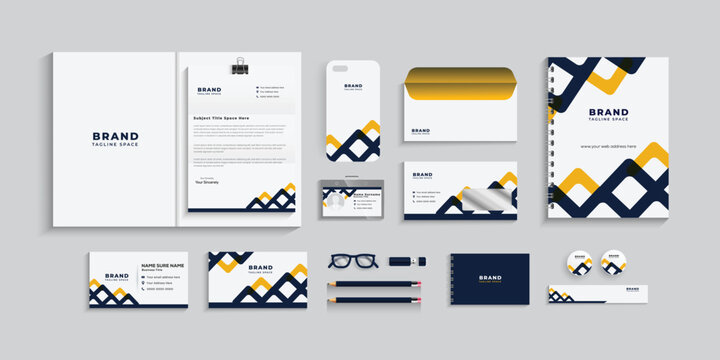 corporate identity template with digital elements. Vector company style for brand book and guideline. Minimal stationery design