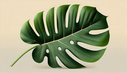 Monstera leaf on a beige  background