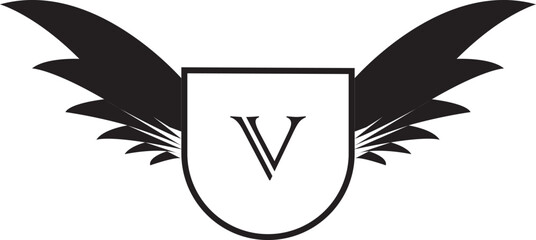 Black  White Wing Logo Of V