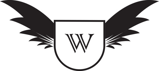 Black white logo of  W