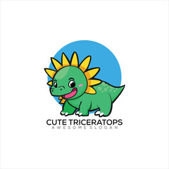 cute triceratops logo design mascot