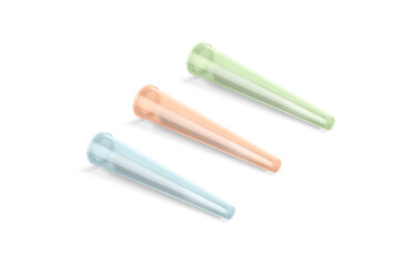 Blank colored weed joint plastic tube cone pack mockup, isolated