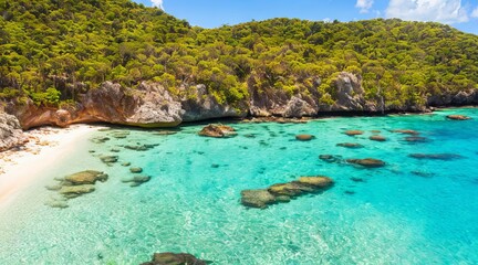 Fototapeta na wymiar A Summer Noon in the Caribbean: An Island Paradise generative AI