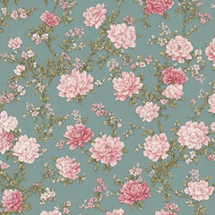 Digital And Textile Geometric Design with vintage flowers