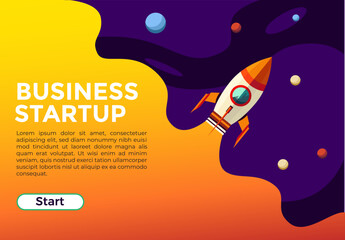 A vector template for entrepreneurs and start-ups to plan, organize and launch their ideas with ease. Start-Up Launch Kit.  Template business concept rocket in space