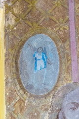 Obraz na płótnie Canvas painting, frescoes, abandoned Orthodox church