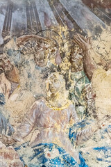 Fototapeta na wymiar painting, frescoes, abandoned Orthodox church