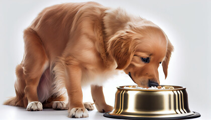 dog eating food in a food bowl