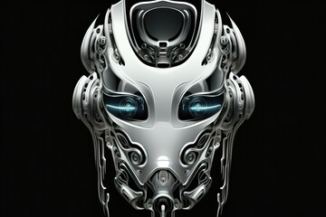 black and white portrait robot of a person