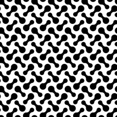 Circle seamless pattern. Repeating black dot on white background. Repeated metaball wallpaper. Abstract design for tech print. Modern repeat backdrop. Blobs shapes. Circe form. Vector illustration