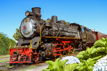 Moving train at the station
