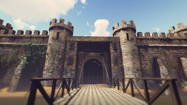 Medieval Castle Sunny Day 3D Video Animation