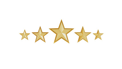 Fototapeta na wymiar 3d illustration five-star rating icon. feedback golden stars isolated on white background