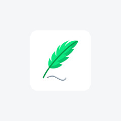 Feather, bird feather fully editable vector Flat Icon 