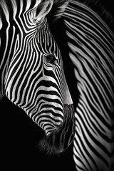  a close up of a zebra's face with another zebra in the background.  generative ai