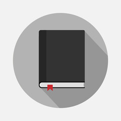 Picture of a book. Black book. Education. Flat design. Vector illustration.