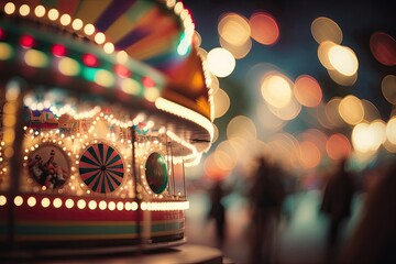 Amusement park toy blurred background. Blurred effect. Generative AI.