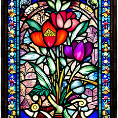 Stained Glass Window With Flowers