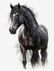 Wild Dark Horse: Concept Art Sketch on White Background