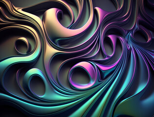 Abstract background is a stunning and mesmerizing display of fluid beauty. The image features a range of vibrant colors and intricate liquid latex shapes that seem to move and flow like waves. - obrazy, fototapety, plakaty