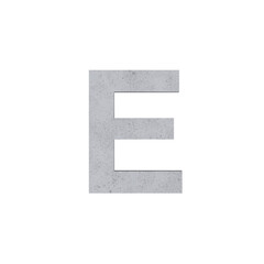 E alphabet letters cement concrete isolated. Alphabetical font. Grunge 3D, realistic vector illustration