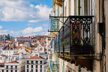 Fototapeta na wymiar Colourful panoramic view of Lisbon, Portugal