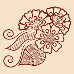 Vector illustration of traditional indian henna mehndi floral ornament design