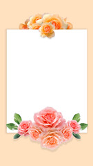 Marco sin fondo con adorno de rosas, para diseño vertical de redes sociales.
