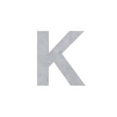 k alphabet letters cement concrete isolated. Alphabetical font. Grunge 3D, realistic vector illustration