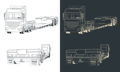Truck with low bed trailer