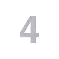 Obraz premium 4 number numerical letters cement concrete isolated. Alphabetical font. Grunge 3D, realistic vector illustration