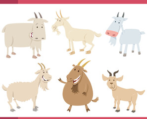 cartoon funny goats farm animal characters set