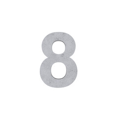 8 number numerical letters cement concrete isolated. Alphabetical font. Grunge 3D, realistic vector illustration