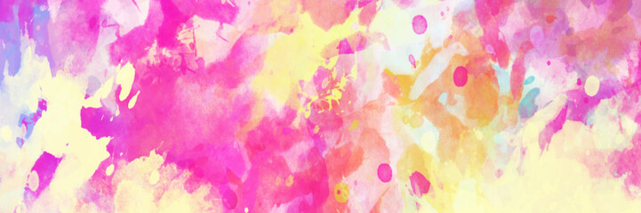 Obraz na płótnie Canvas Abstract bright colorful yellow, pink, orange, blue watercolor drawing on white paper background.