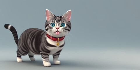 American Shorthair cat portrait, Generative AI illustration