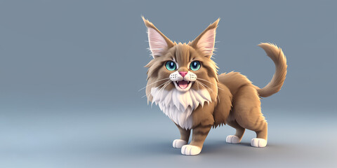 Maine Coon cat portrait, Generative AI illustration