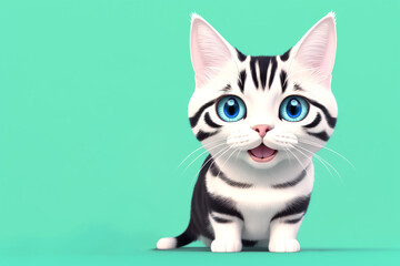 American Shorthair cat portrait, Generative AI illustration