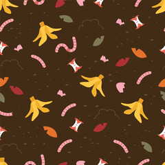 Compost seamless pattern. Organic waste recycling. Zero waste vector illustration. 