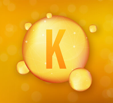 Vitamin k gold shining icon. Ascorbic acid. Vector illustration