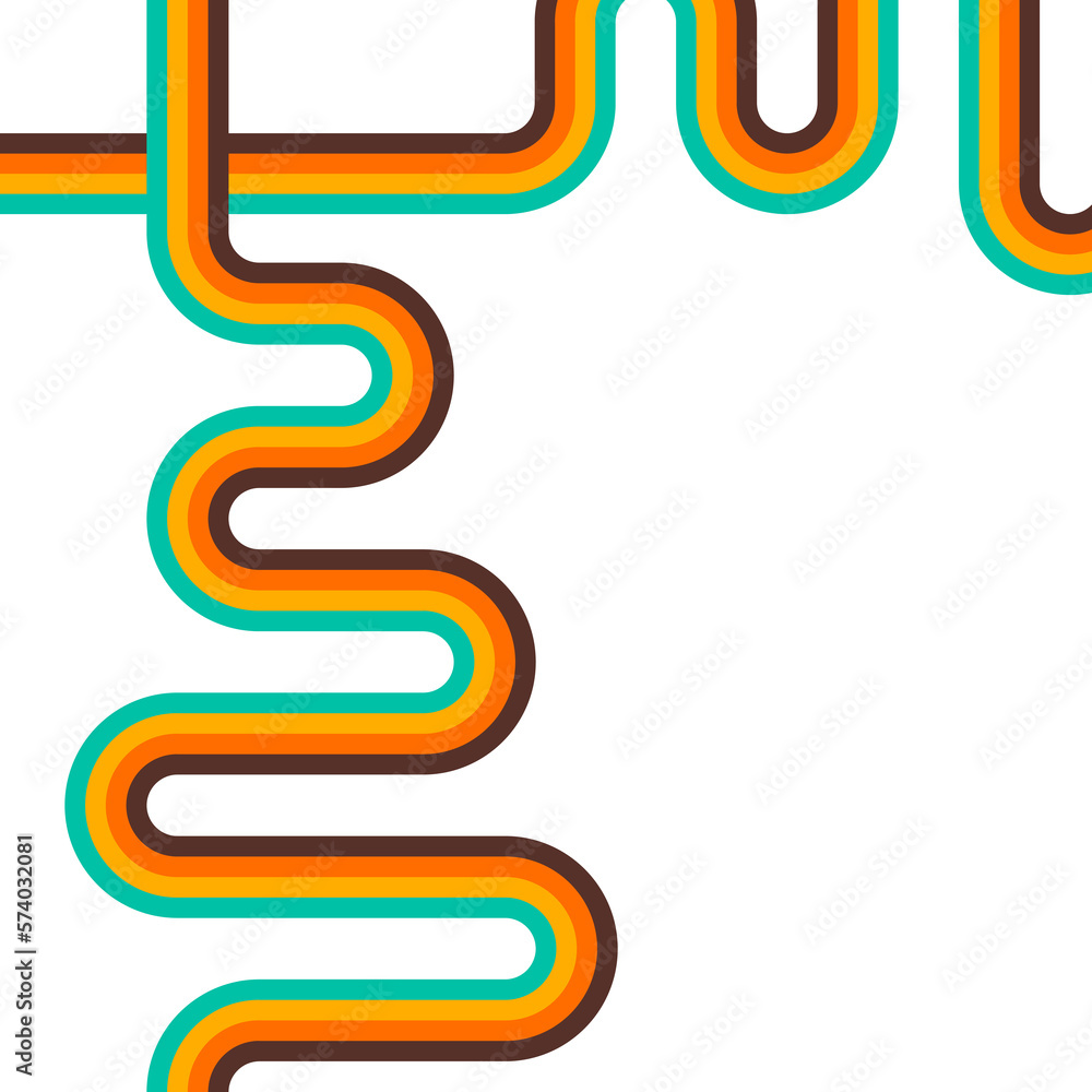 Poster abstract retro background, digital lines and circles, design70s, vector.