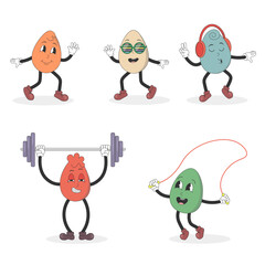 Multicolored fun eggs on a transparent background