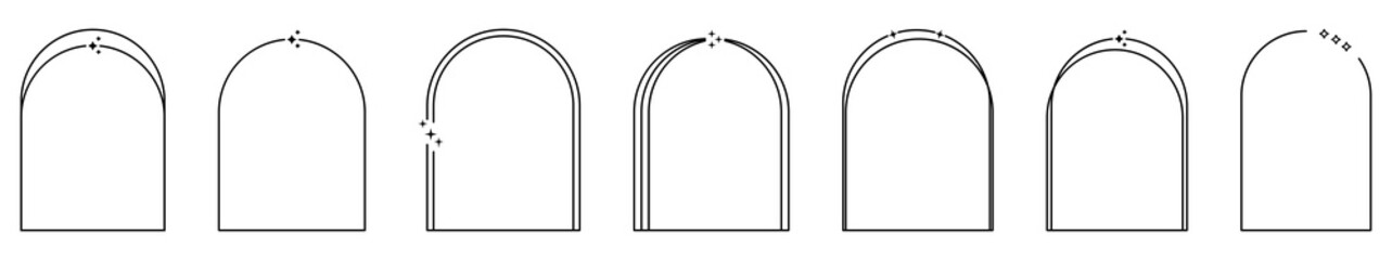 Set of modern aesthetic frames. Decorative boho style. Vector illustration